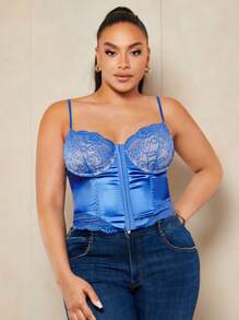 SHEIN BAE Plus Lace Insert Bustier Cami Top