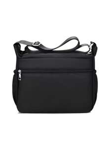 Minimalista Multi-Compartimento Bolsa Quadrada Zíper Frontal Detalhe Franzido O Saco Da Escola Para , Garotas Adolescentes , , , & Em Colégio , Universidade & Ensino Secundário , Perfeito Para Outdoors , Viajar Por & Voltar Para Escola