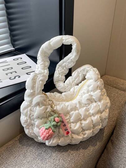 極簡雲朵包附包飾時尚白色