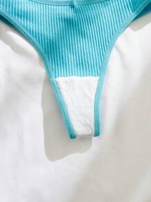 7packs Solid Ribbed Knit Sexy Thongs - Multicolor - View 4