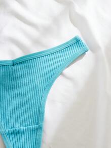 7packs Solid Ribbed Knit Sexy Thongs - Multicolor - View 5