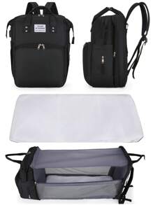 Bebé Bolsa de pañales multifunción poliéster con plegable cuna para exterior - Negro - Ver 1