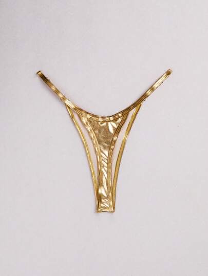 SHEIN Swim Summer Beach Metallic Bikini Bottom