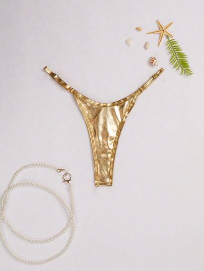 SHEIN Swim Đáy bikini kim loại bãi biển mùa hè