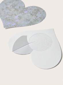 ROMWE 1pair Gyaru Heart Shaped Nipple Cover - Multicolor - View 3