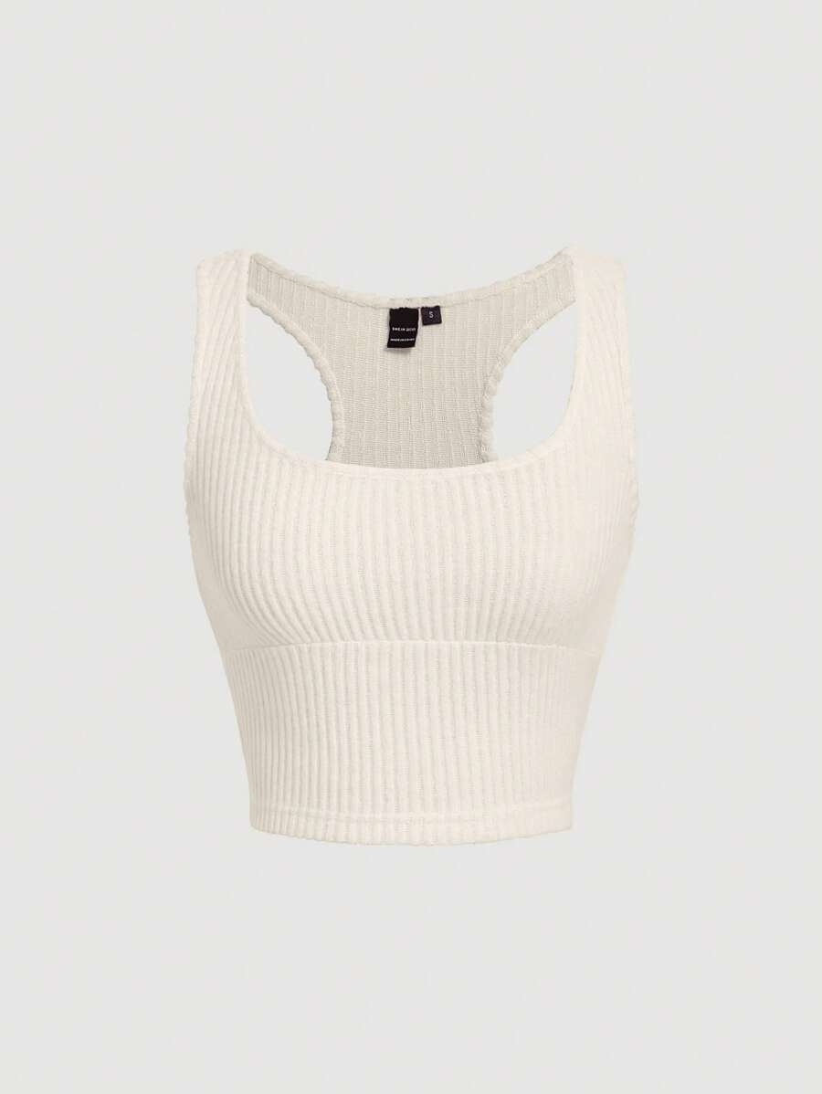 SHEIN MOD Solid Ribbed Knit Tank Top