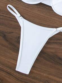 SHEIN Swim Chain Linked Underwire Bikini Set For Summer Beach - White - View 6