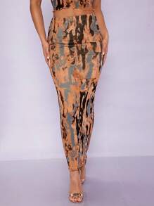 SHEIN BAE 紮染鉛筆裙 - 彩色 - 查看 2