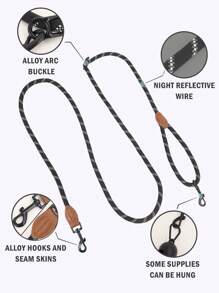 Supet 1pc Reflective Detail Multipurpose Pet Leash - Black - View 5