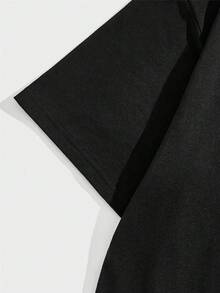 ROMWE MEN Goth Hombres Camiseta algodón con estampado de cráneo y letra - Negro - Ver 3