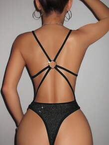 Swim EVENT Bộ đồ bơi một mảnh lấp lánh bãi biển mùa hè - màu đen - Xem 2