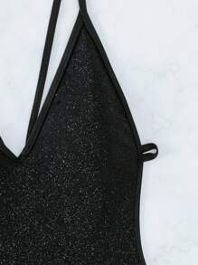 Swim EVENT Bộ đồ bơi một mảnh lấp lánh bãi biển mùa hè - màu đen - Xem 3