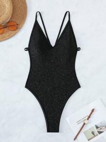 Swim EVENT Bộ đồ bơi một mảnh lấp lánh bãi biển mùa hè - màu đen - Xem 6