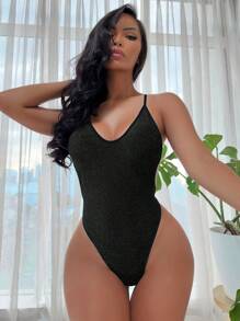 Swim EVENT Bộ đồ bơi một mảnh lấp lánh bãi biển mùa hè - màu đen - Xem 7