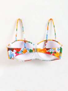 Floral Print Underwire Bikini Top - Multicolor - View 2