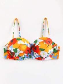 Floral Print Underwire Bikini Top - Multicolor - View 3