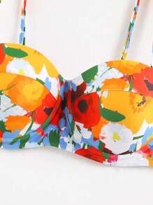 Floral Print Underwire Bikini Top - Multicolor - View 4