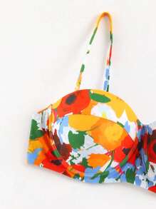 Floral Print Underwire Bikini Top - Multicolor - View 5