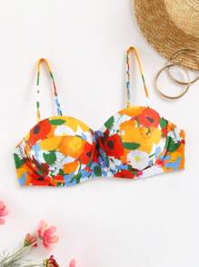 Floral Print Underwire Bikini Top - Multicolor - View 6