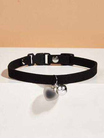 1pc Heart & Bell Decor Pet Collar