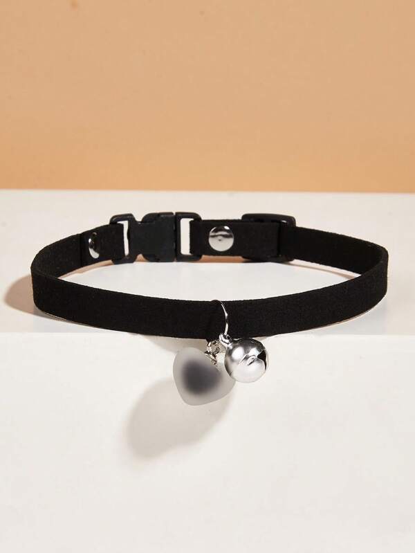 1 pièce Collier pour animaux de compagnie cœur & à détail clochette