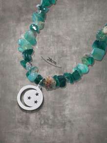 ROMWE Fairycore 1入組月亮和星星吊墜串珠手機掛繩 - 彩色 - 查看 4