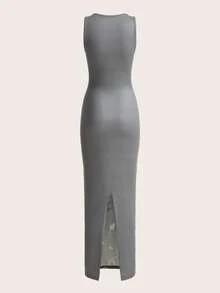 SHEIN ICON Floral Print Bodycon Dress - Light Grey - View 2