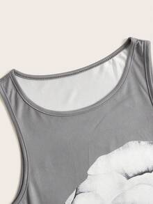 SHEIN ICON Floral Print Bodycon Dress - Light Grey - View 3