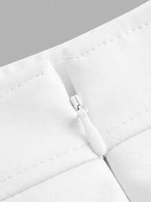 SHEIN ICON Solid Pleated PU Skirt