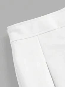 SHEIN ICON Solid Pleated PU Skirt