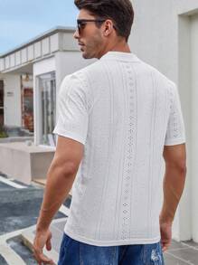 Manfinity Homme Men Solid Eyelet Embroidery Polo Shirt - White - View 2