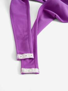 SHEIN EZwear 素色高衩連體衣和腰部抽繩短褲 - 紫色 - 查看 5