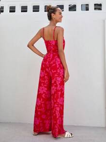 SHEIN VCAY Floral Print Cami Jumpsuit - Multicolor - View 2