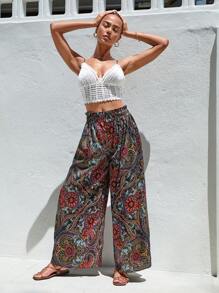 Soleia 提花蕾絲後背繫帶吊帶上衣和佩斯利印花長褲 - 彩色 - 查看 4