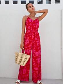SHEIN VCAY Floral Print Cami Jumpsuit - Multicolor - View 6