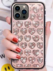 Rhinestone trang trí vỏ điện thoại trái tim - Hoa hồng vàng - Xem 2