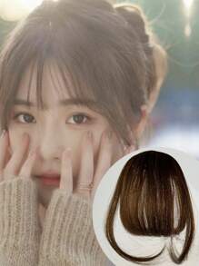 Short Straight Synthetic Hair Bangs With Sideburns - Brown - View 2