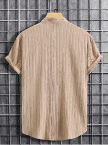 Manfinity Homme 男士素色前排扣襯衫 - 杏色 - 查看 2