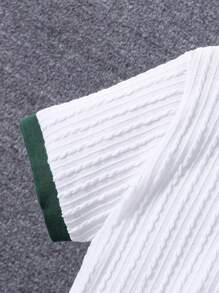 SHEIN Tween Boy Contrast Trim Polo Shirt & Shorts Set, School, Campus, College Summer Holiday - White - View 6