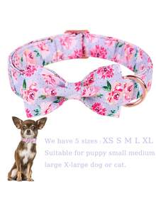 2 bộ vòng cổ & nơ in hoa cho thú cưng - Màu tím - Xem 4