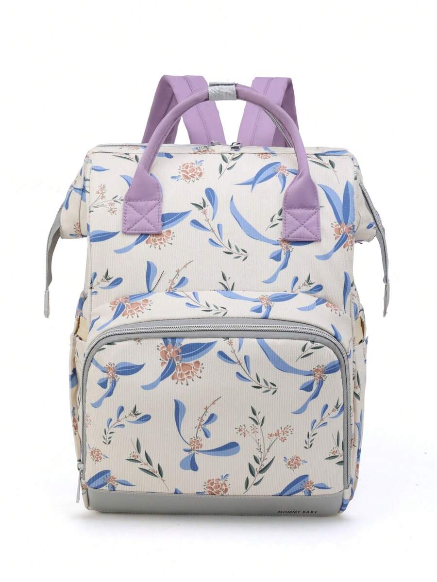 Bebé Mochila de pañales con estampado de flor multifunción de gran capacidad poliéster para exterior - Multicolor - Ver 1