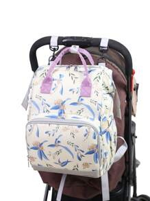 Bebé Mochila de pañales con estampado de flor multifunción de gran capacidad poliéster para exterior - Multicolor - Ver 2