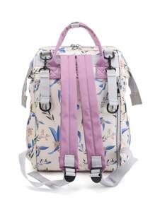 Bebé Mochila de pañales con estampado de flor multifunción de gran capacidad poliéster para exterior - Multicolor - Ver 6