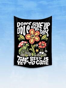 Atosha 1入組標語卡通印花掛毯可愛可水洗掛毯海報壁掛適合臥室審美 - 彩色 - 查看 1