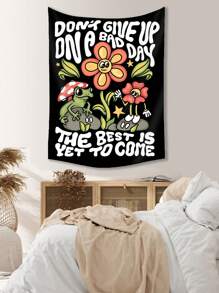 Atosha 1入組標語卡通印花掛毯可愛可水洗掛毯海報壁掛適合臥室審美 - 彩色 - 查看 4