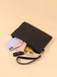 1 件女士绗缝刺绣 V 形手机零钱包