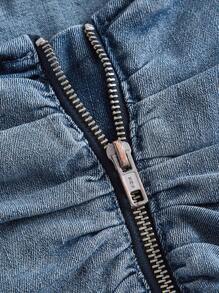 SHEIN MOD Hanky Hem Denim Tube Top - Dark Wash - View 3