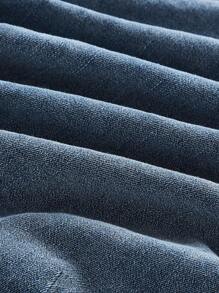 SHEIN MOD Hanky Hem Denim Tube Top - Dark Wash - View 4