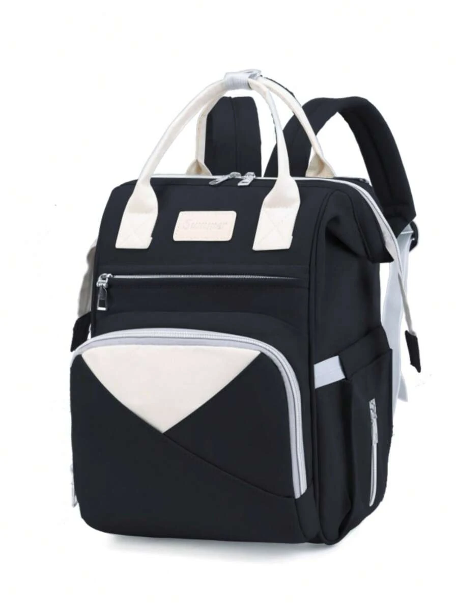 Ba lô tã polyester công suất lớn đa chức năng cho bé tối giản dành cho ngoài trời - màu đen - Xem 1