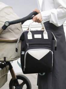 Ba lô tã polyester công suất lớn đa chức năng cho bé tối giản dành cho ngoài trời - màu đen - Xem 2